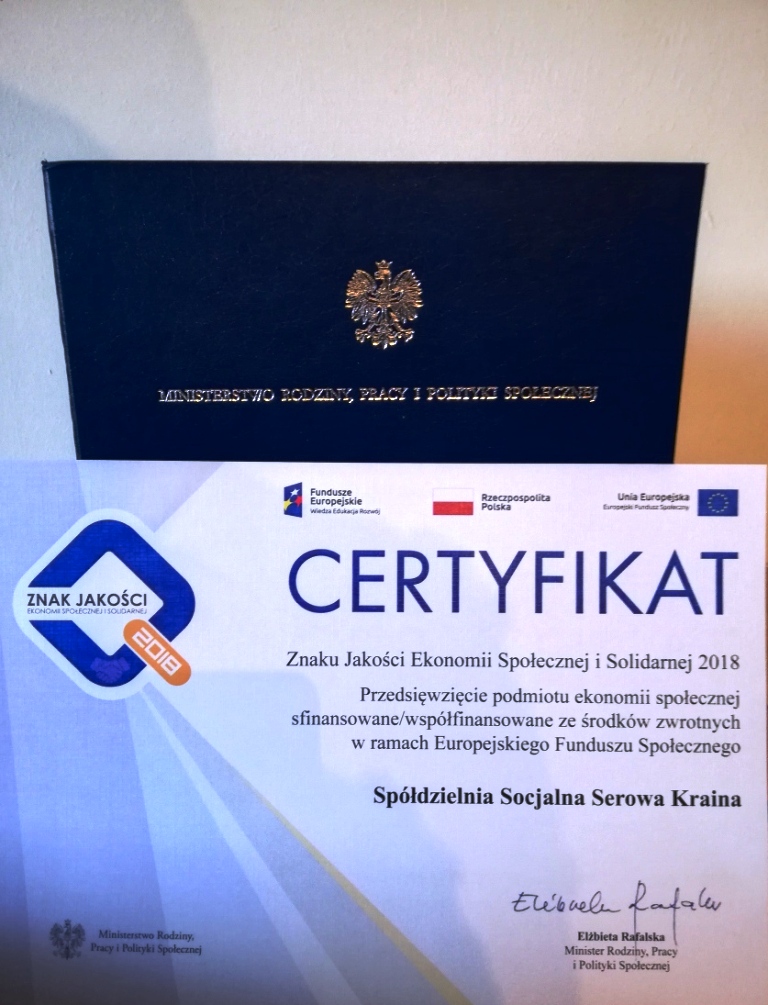 Certyfikat Znak Ekonomii Społecznej i Solidarnej 2018